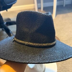 Free People Black Hat with Silver Band